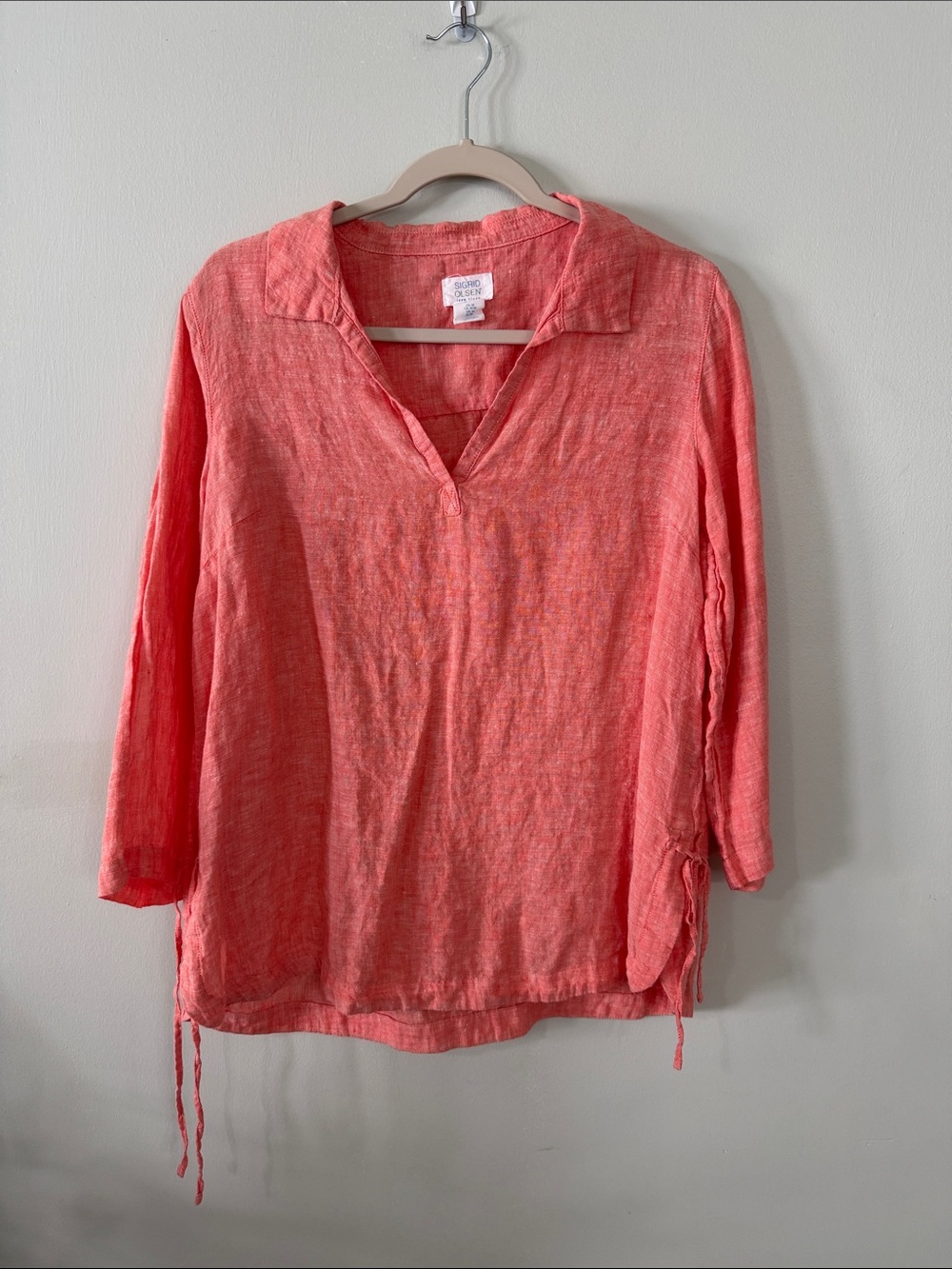 Sigrid Olsen Coral Linen Top